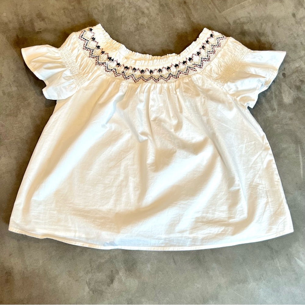 Old Navy White Off the Shoulder Babydoll style Blouse- Size L